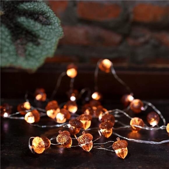 Fairy Acorn String Lights 30 LEDs Battery Operated for Fall Decor - Picture 6 of 7